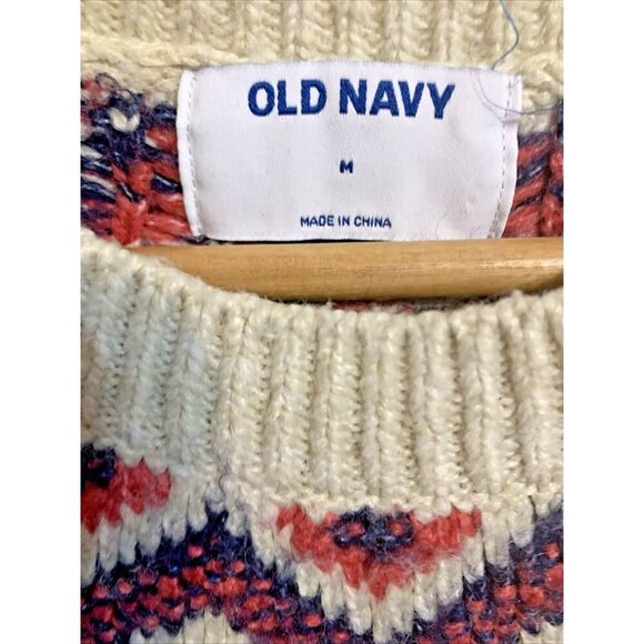 Women’s Fair Isle Wool Sweater Ivory Multicolor Diamond Pattern Sz M Nordiccore - Picture 7 of 13